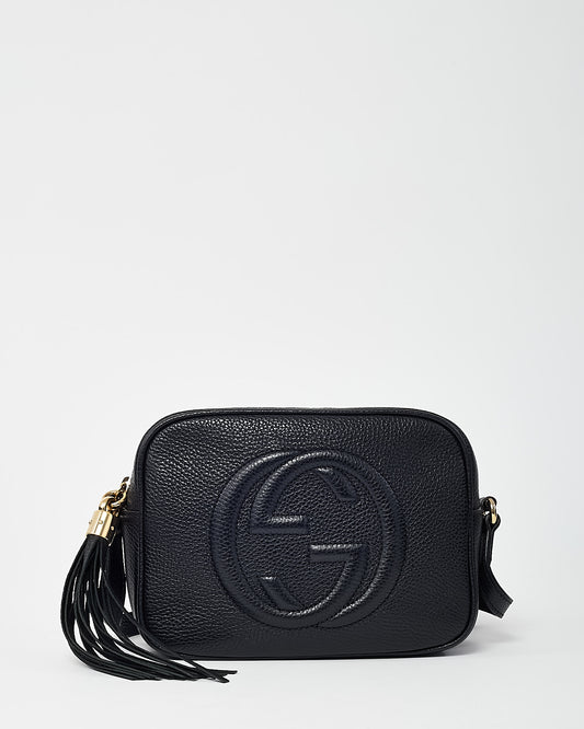 Gucci Black Pebbled Calfskin Leather GG Soho Disco Crossbody Bag