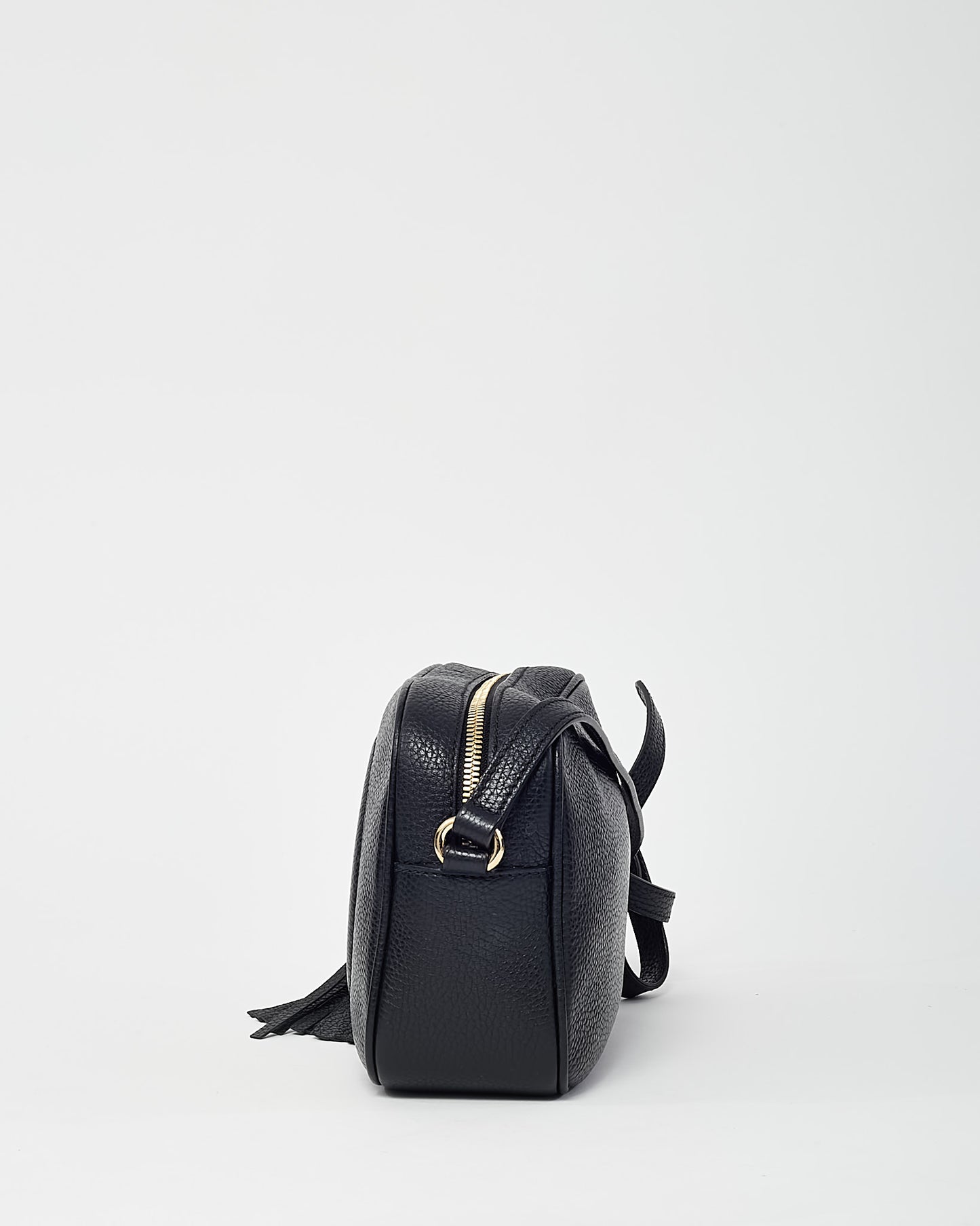 Gucci Black Pebbled Calfskin Leather GG Soho Disco Crossbody Bag
