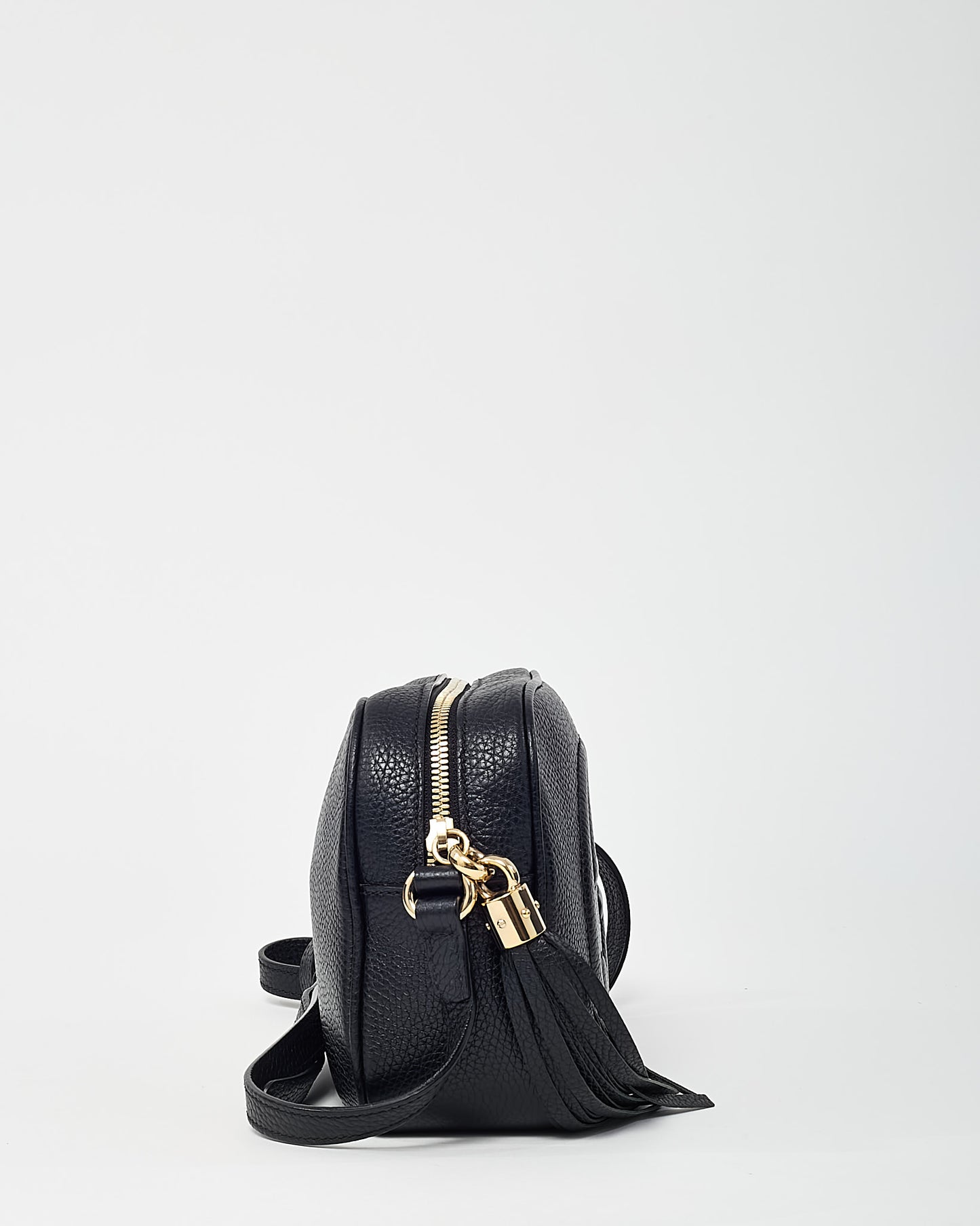 Gucci Black Pebbled Calfskin Leather GG Soho Disco Crossbody Bag