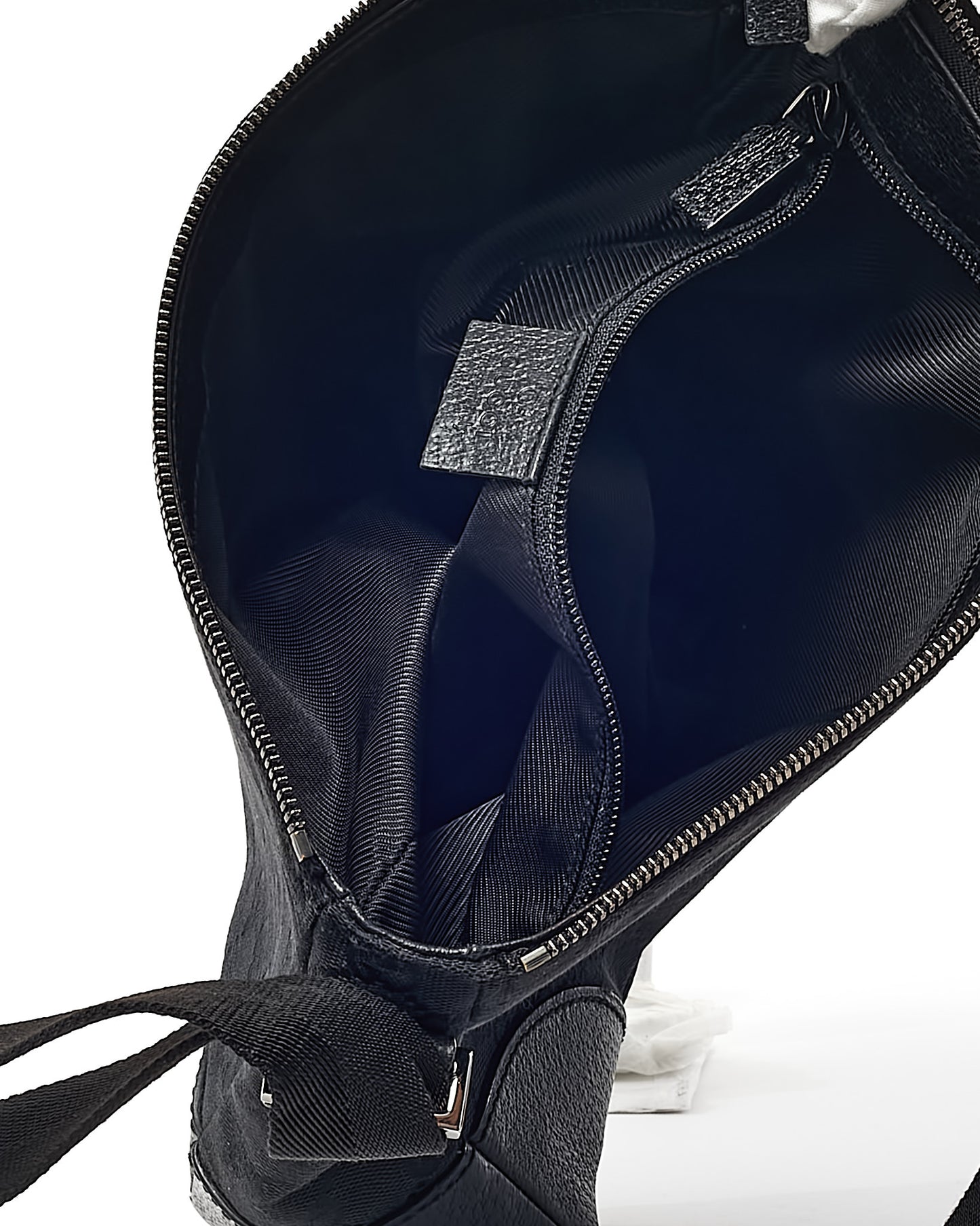 Gucci Black GG Monogram Canvas Messenger Crossbody Bag