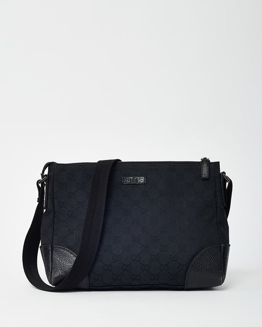 Gucci Black GG Monogram Canvas Messenger Crossbody Bag