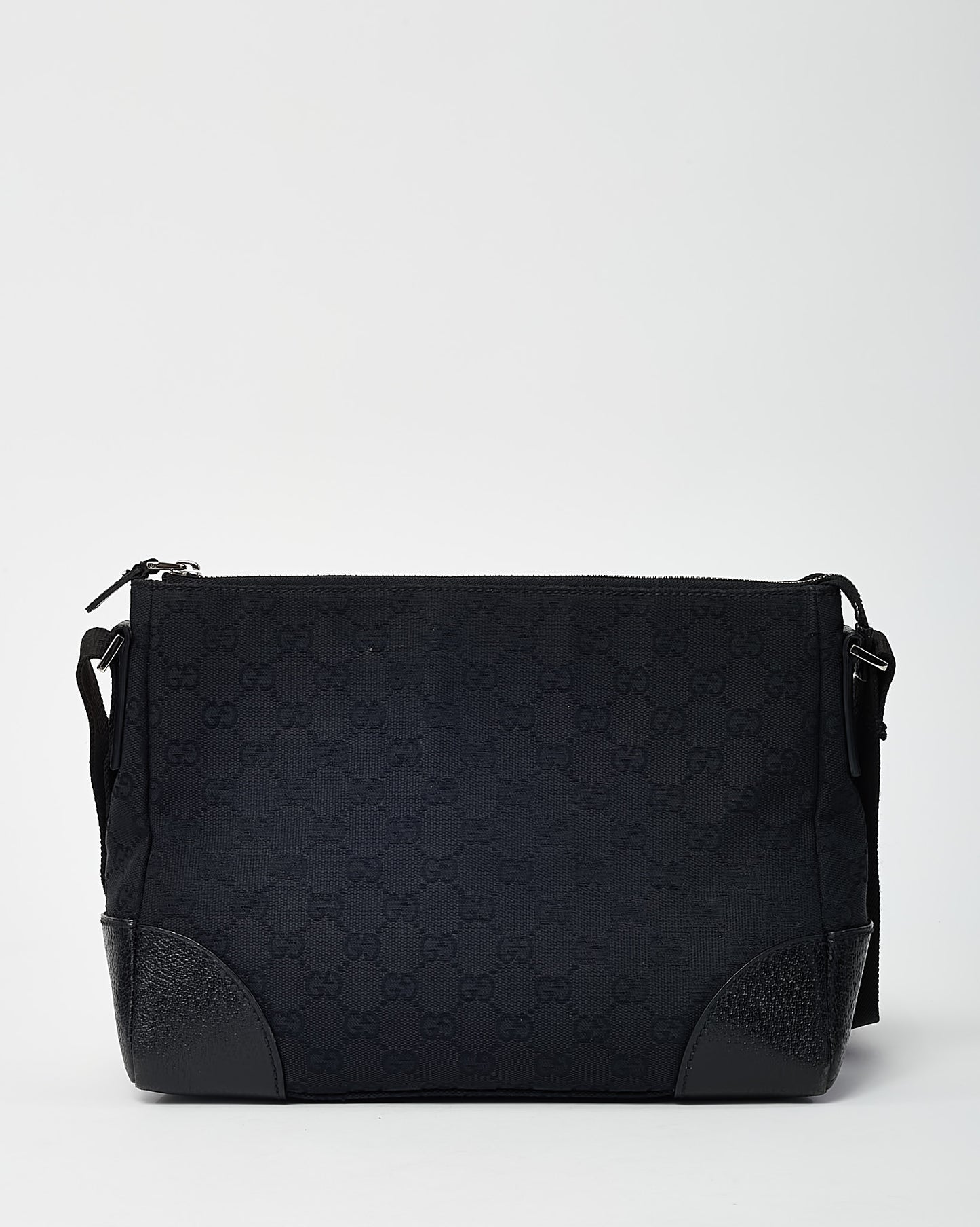 Gucci Black GG Monogram Canvas Messenger Crossbody Bag