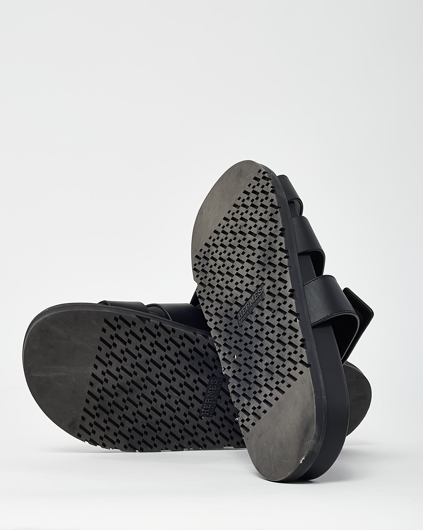 Hermès Men's Black Leather Chypre Sandals - 43.5 / 10.5 MEN
