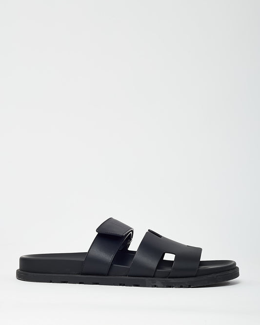 Hermès Men's Black Leather Chypre Sandals - 43.5 / 10.5 MEN
