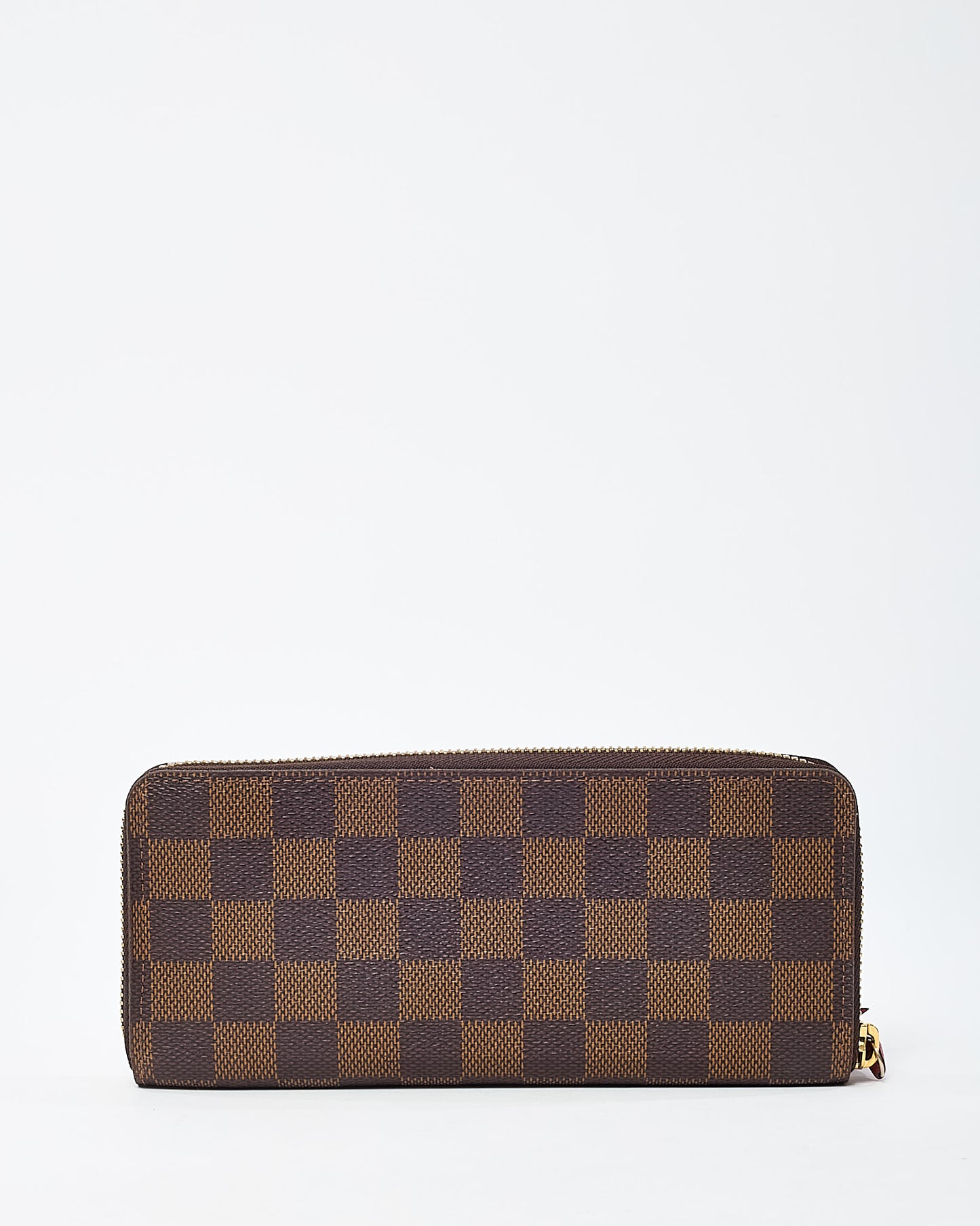 Louis Vuitton Damier Ebene Coated Canvas Red Interior Clemence Wallet