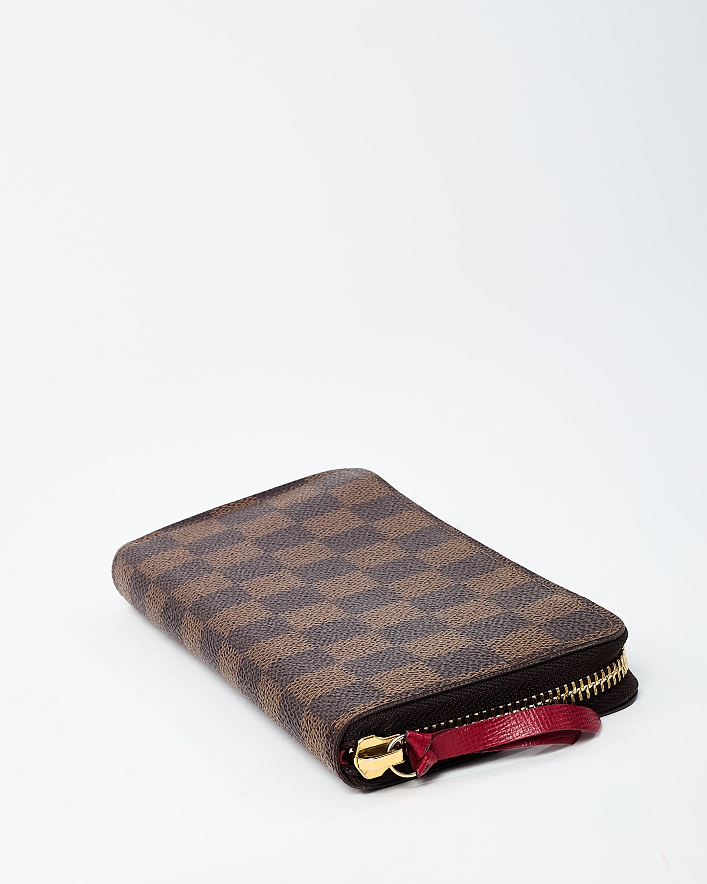 Louis Vuitton Damier Ebene Coated Canvas Red Interior Clemence Wallet