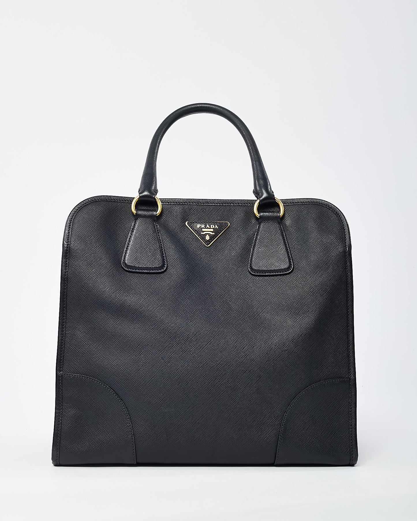 Prada Black Saffiano Leather Pomice 2Way Shopping Tote with Strap
