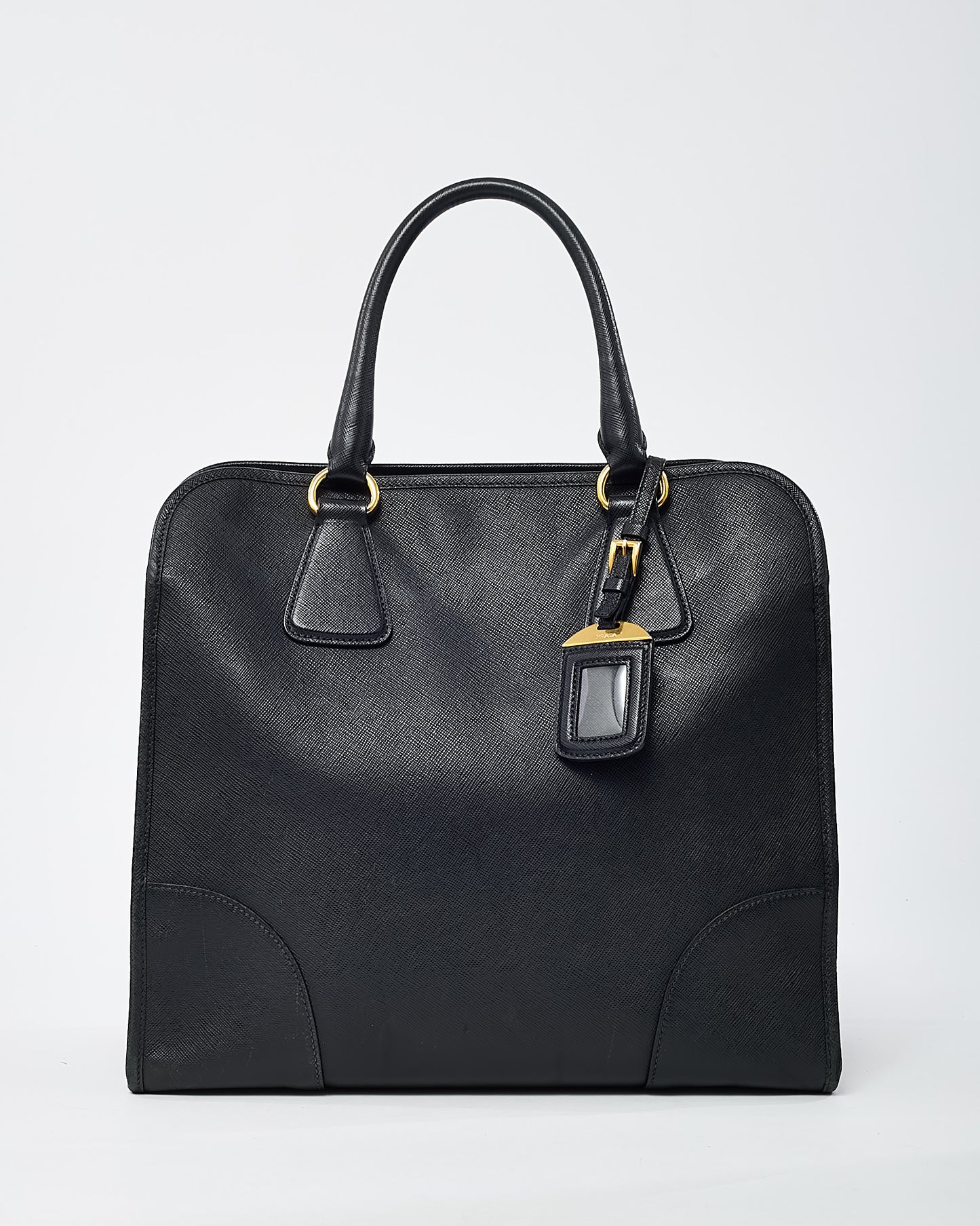 Prada Black Saffiano Leather Pomice 2Way Shopping Tote with Strap