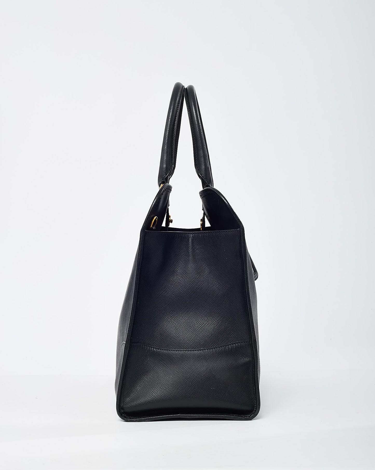 Prada Black Saffiano Leather Pomice 2Way Shopping Tote with Strap
