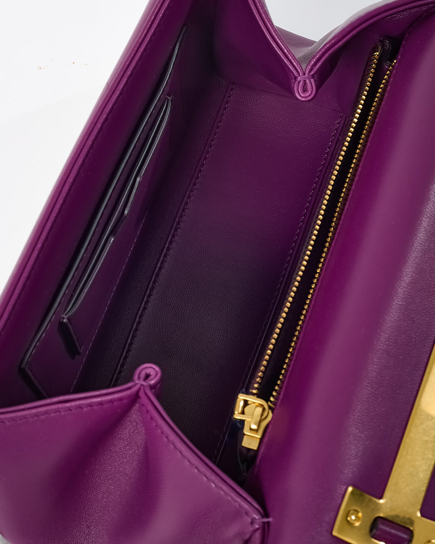 Valentino Purple Leather Maxi Stud Top Handle 2Way Bag