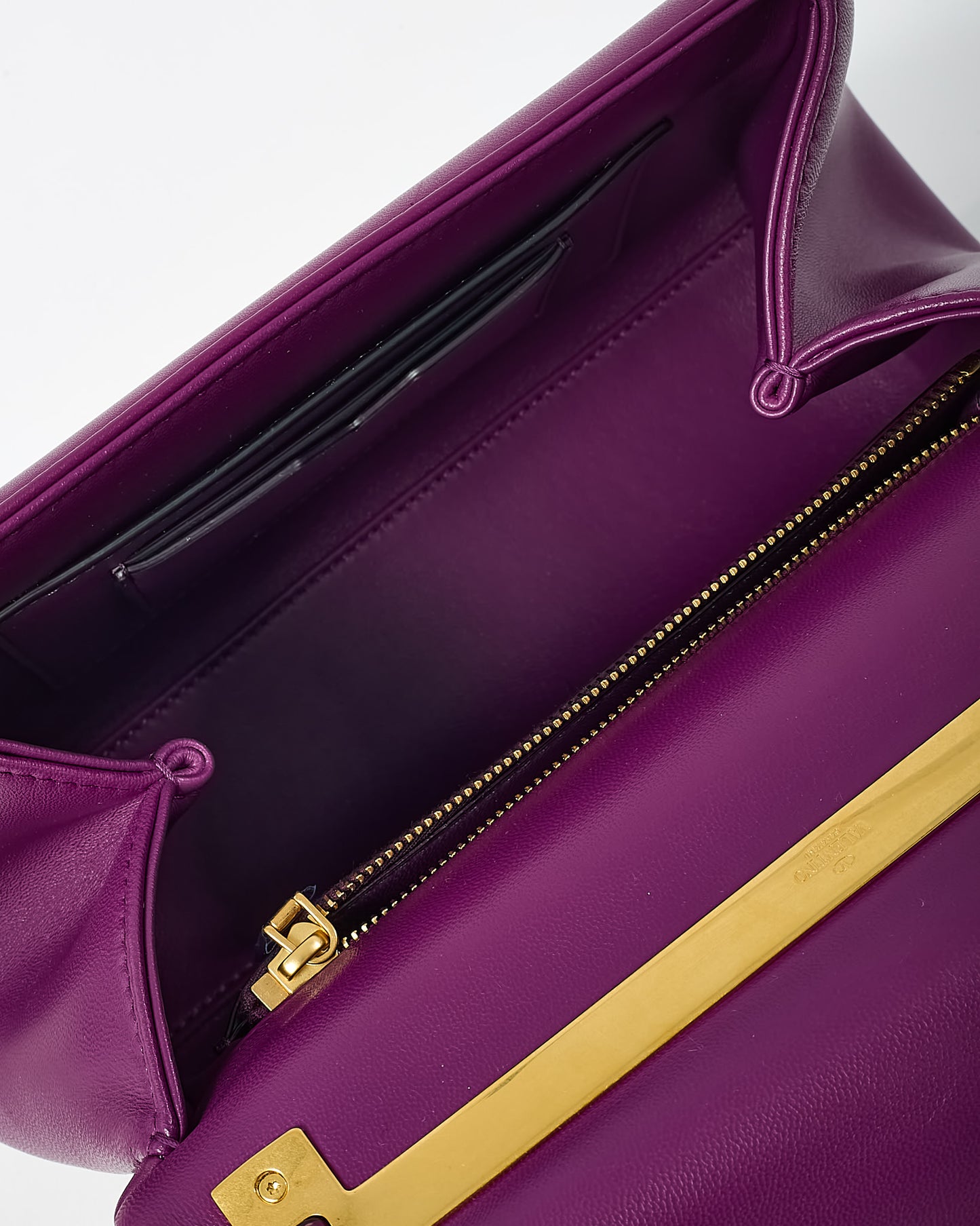 Valentino Purple Leather Maxi Stud Top Handle 2Way Bag