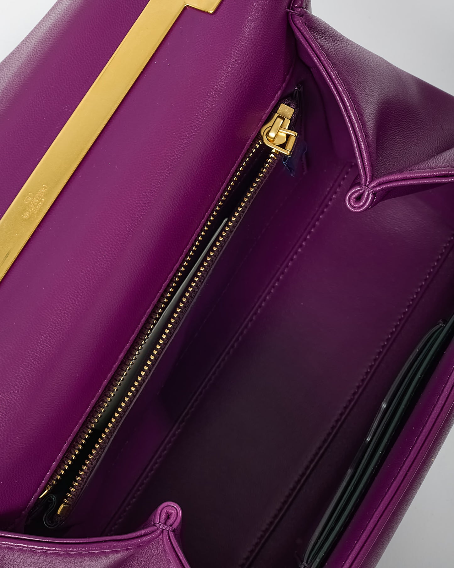 Valentino Purple Leather Maxi Stud Top Handle 2Way Bag