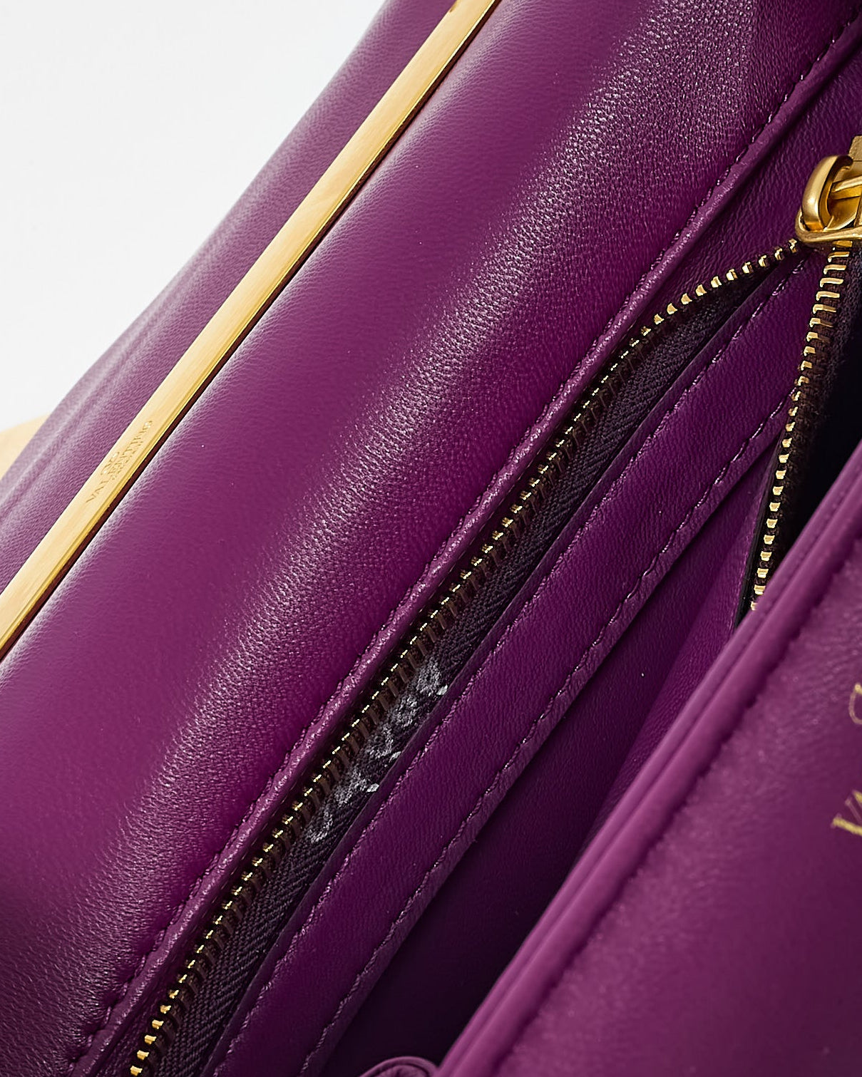 Valentino Purple Leather Maxi Stud Top Handle 2Way Bag