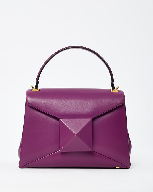 Valentino Purple Leather Maxi Stud Top Handle 2Way Bag
