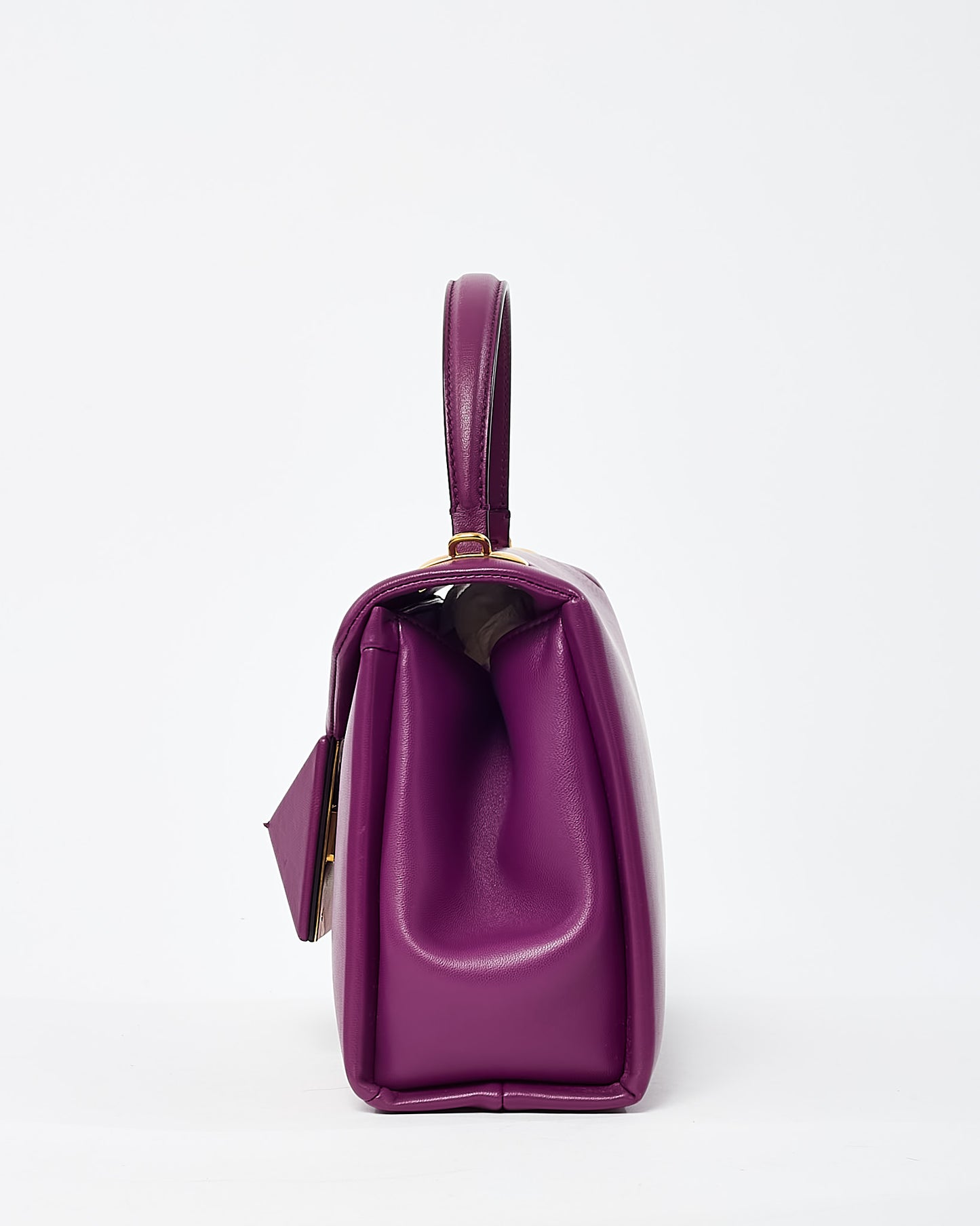 Valentino Purple Leather Maxi Stud Top Handle 2Way Bag