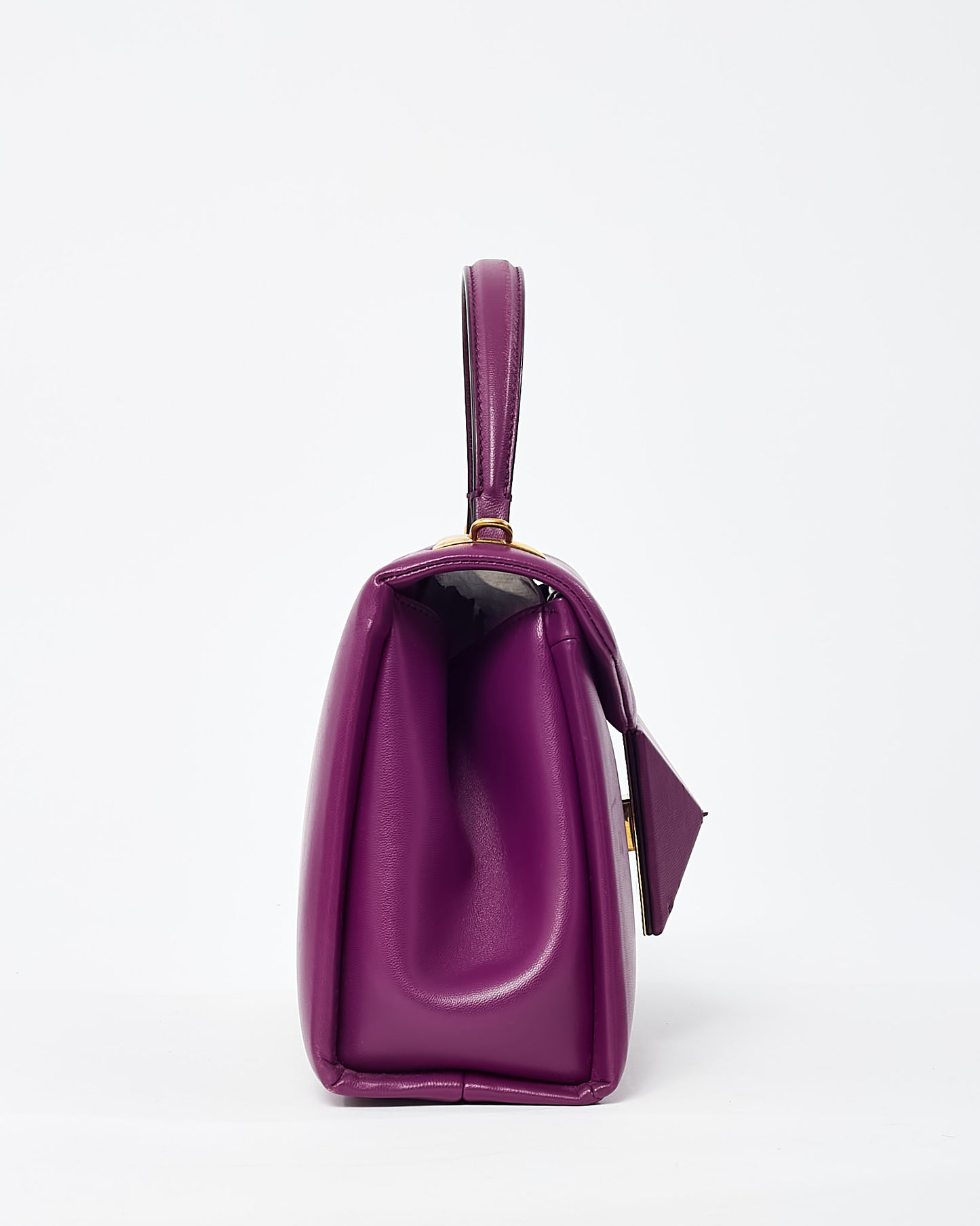 Valentino Purple Leather Maxi Stud Top Handle 2Way Bag