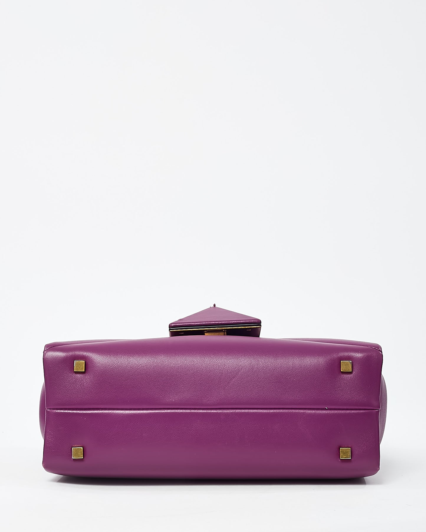 Valentino Purple Leather Maxi Stud Top Handle 2Way Bag