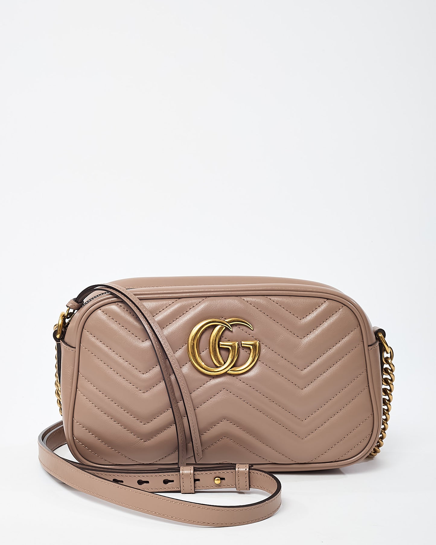 Gucci Dusty Rose Matelassé Leather GG Marmont Small Camera Crossbody Bag