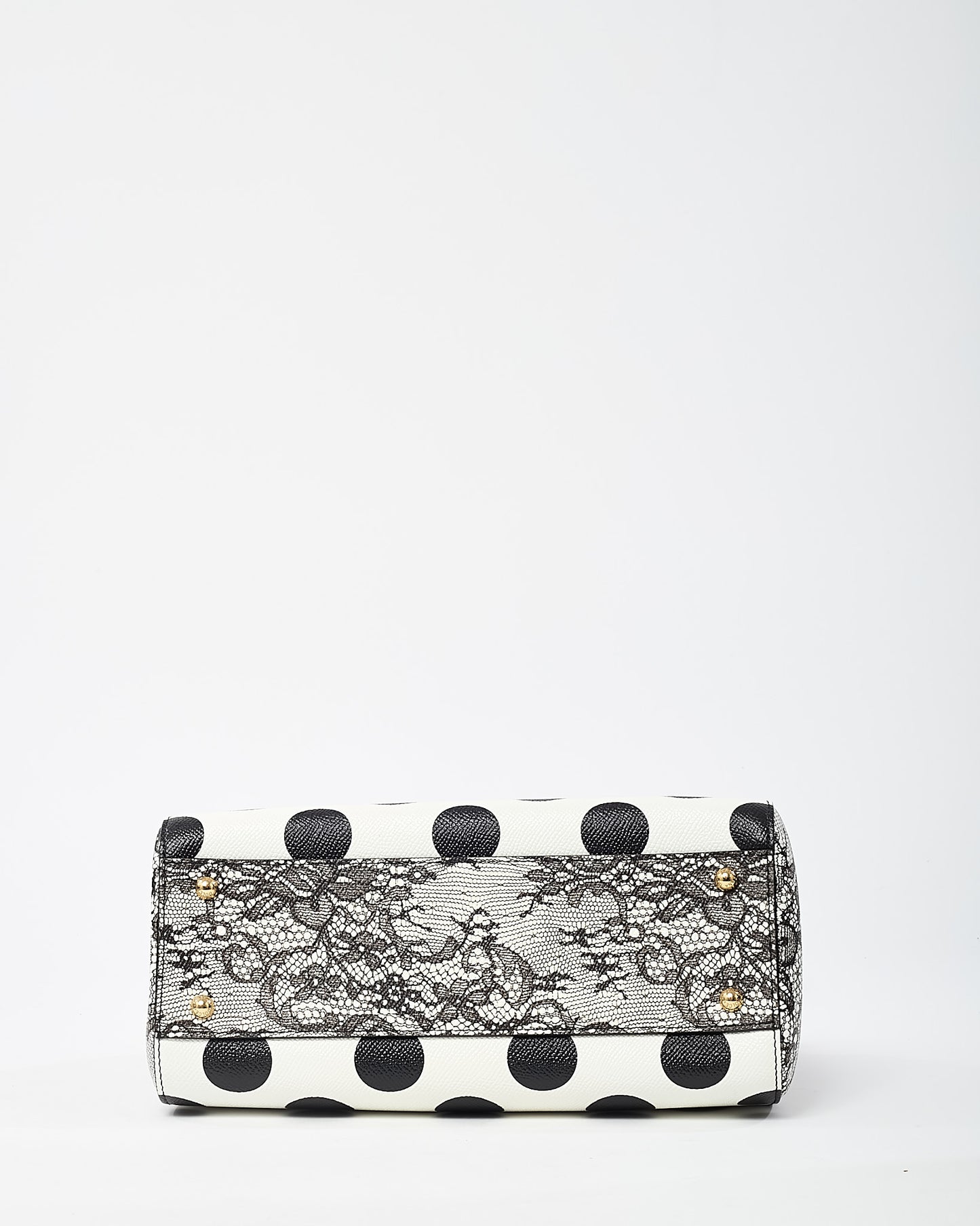 Dolce & Gabbana Red/Black/White Floral Cut Out and Polka Dots Leather Medium Miss Sicily Top Handle Bag