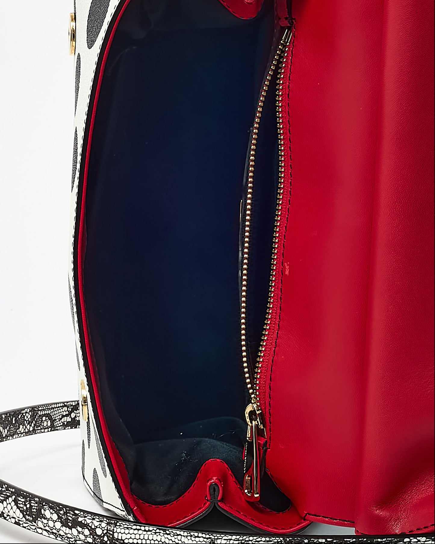Dolce & Gabbana Red/Black/White Floral Cut Out and Polka Dots Leather Medium Miss Sicily Top Handle Bag