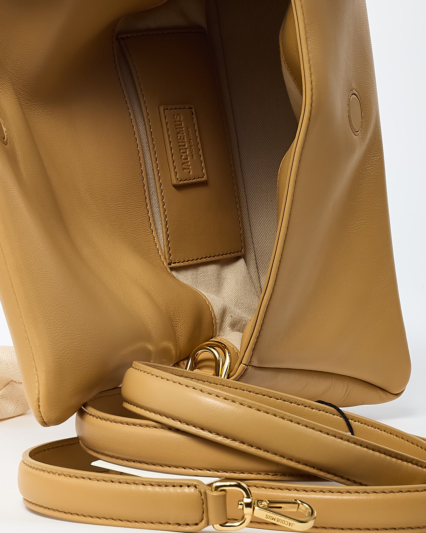 Jacquemus Beige Leather Le Bambimou Shoulder Bag with Strap