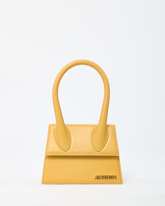 Jacquemus Yellow Leather Le Chiquito Moyen Crossbody Bag with Strap