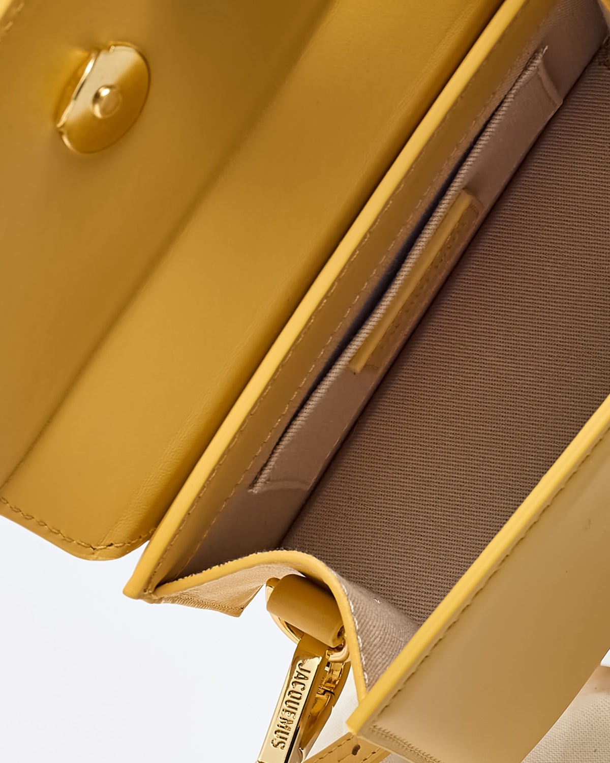 Jacquemus Yellow Leather Le Chiquito Moyen Crossbody Bag with Strap