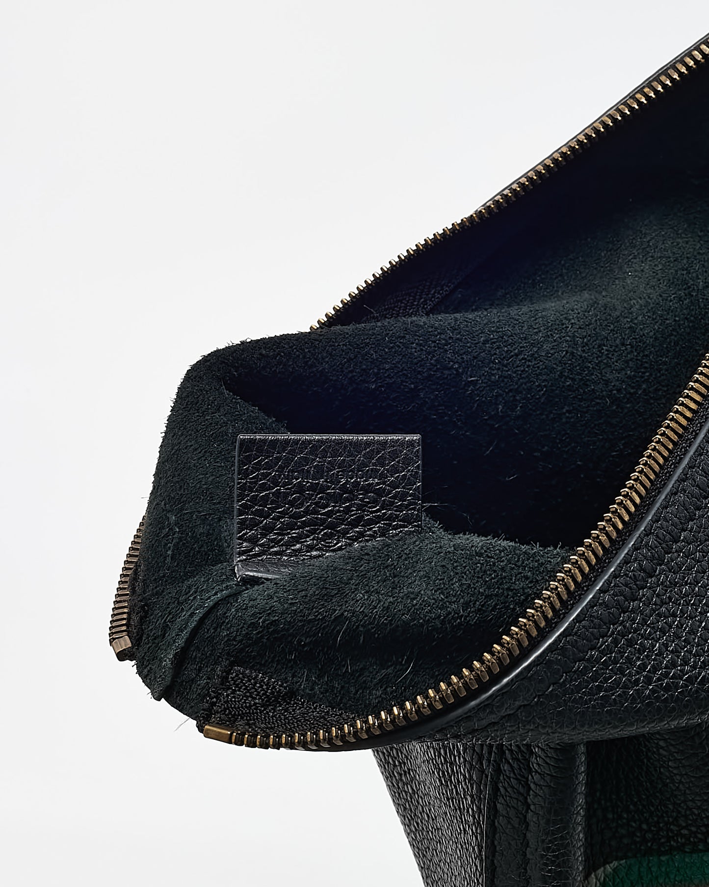Gucci Black Leather Logo With Green & Red Web Portfolio Clutch