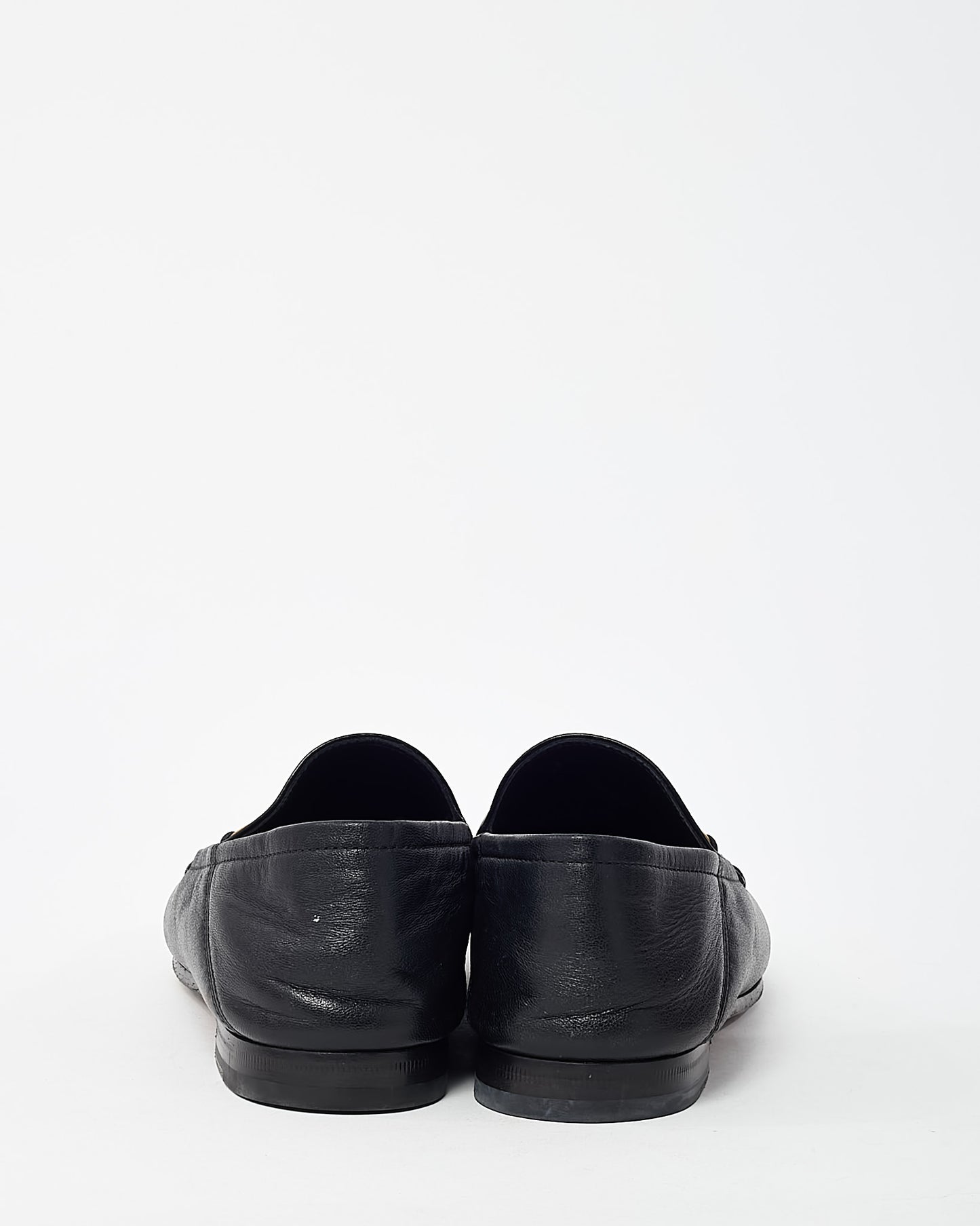 Gucci Black Leather Gold Horsebit Loafers - 37