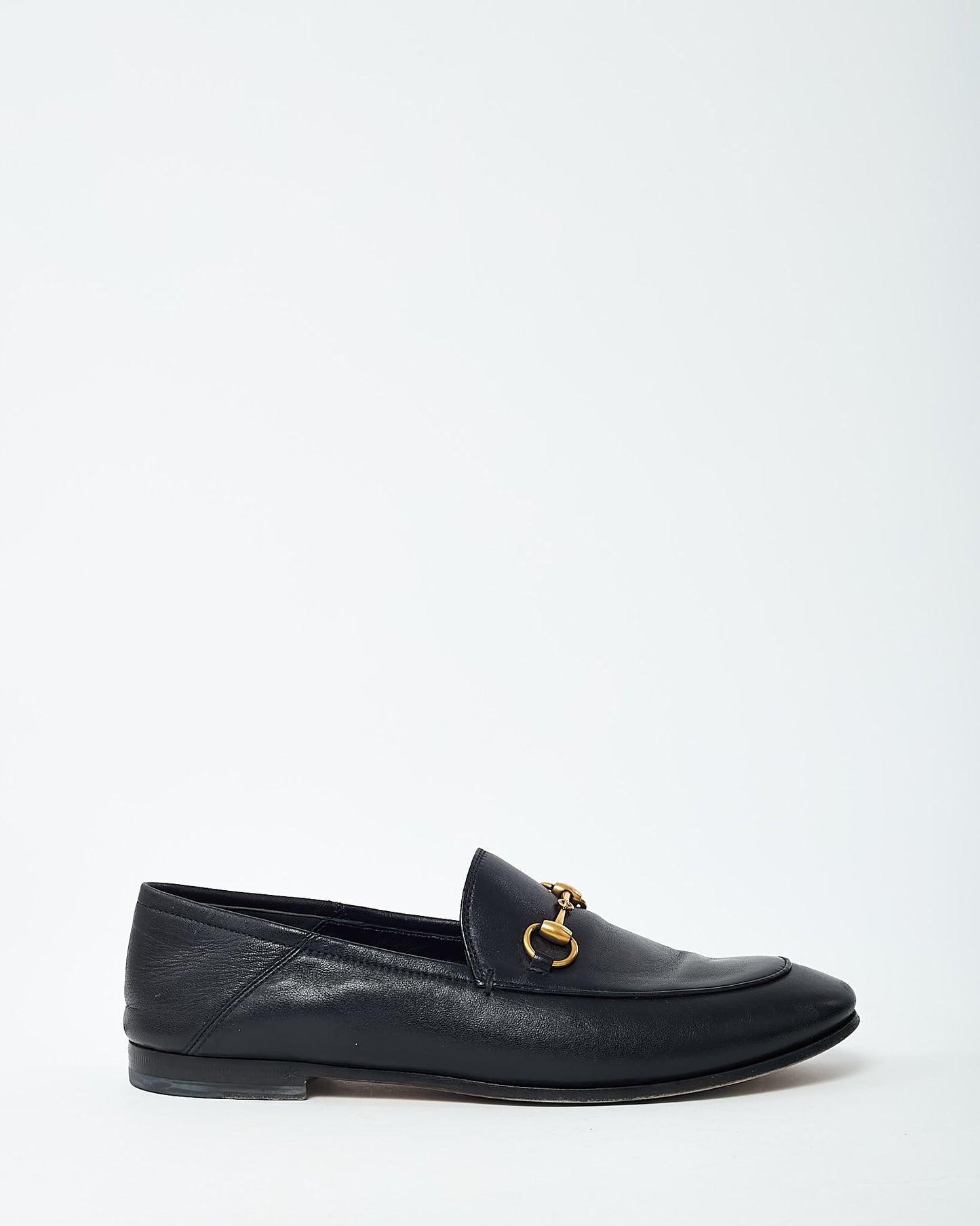 Gucci Black Leather Gold Horsebit Loafers - 37