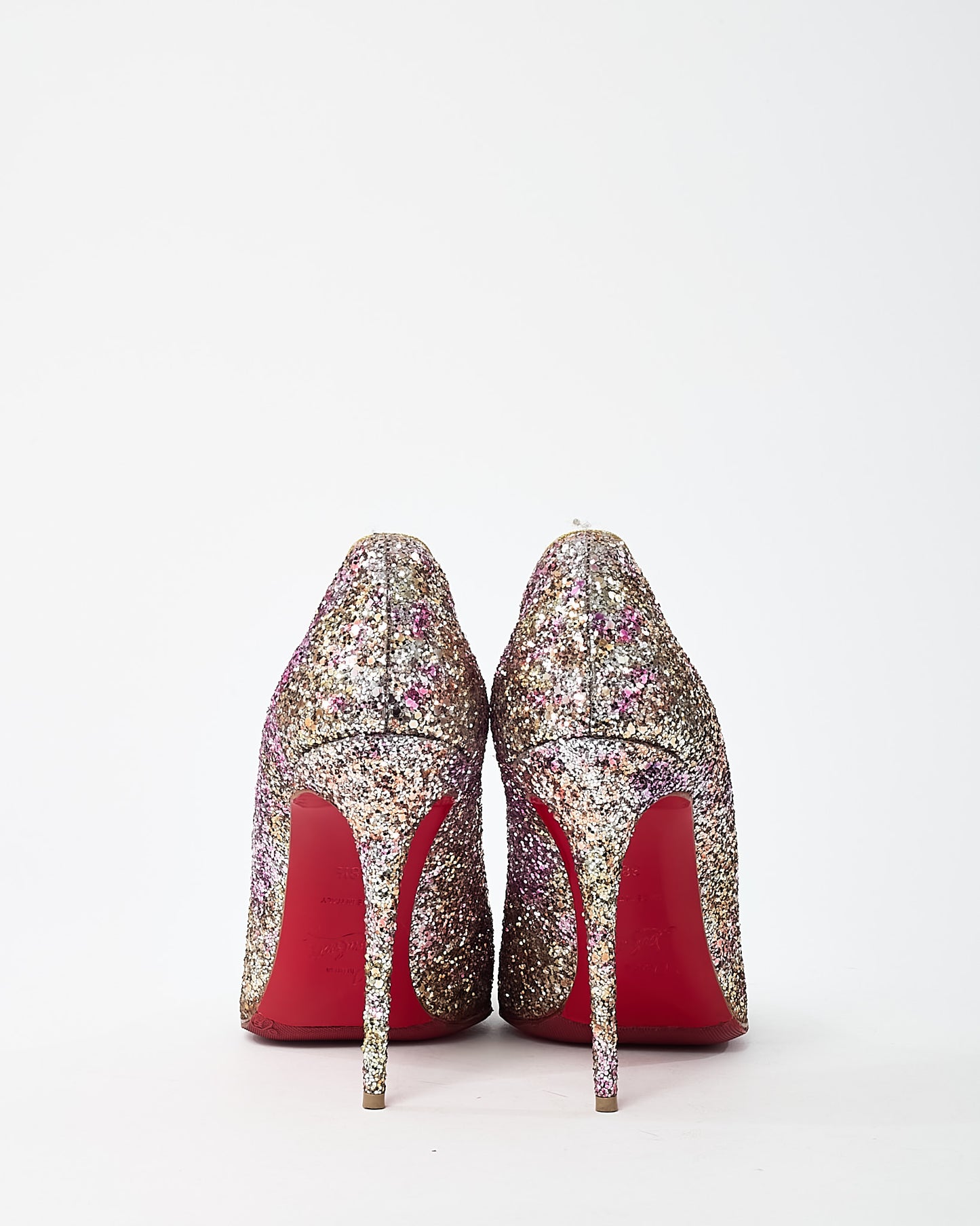 Christian Louboutin Pink and Multi Glitter So Kate 100mm Pumps - 38.5