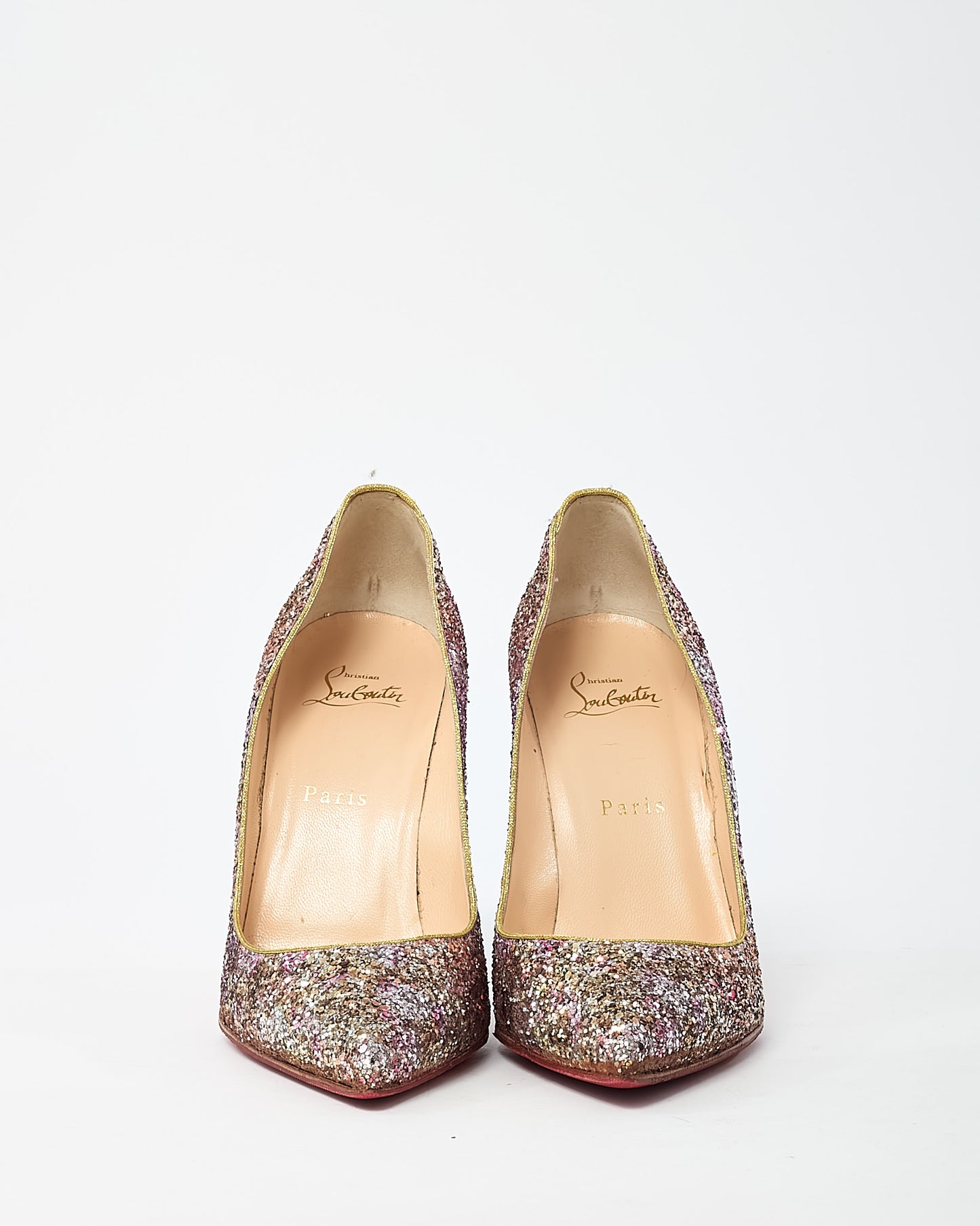 Christian Louboutin Pink and Multi Glitter So Kate 100mm Pumps - 38.5