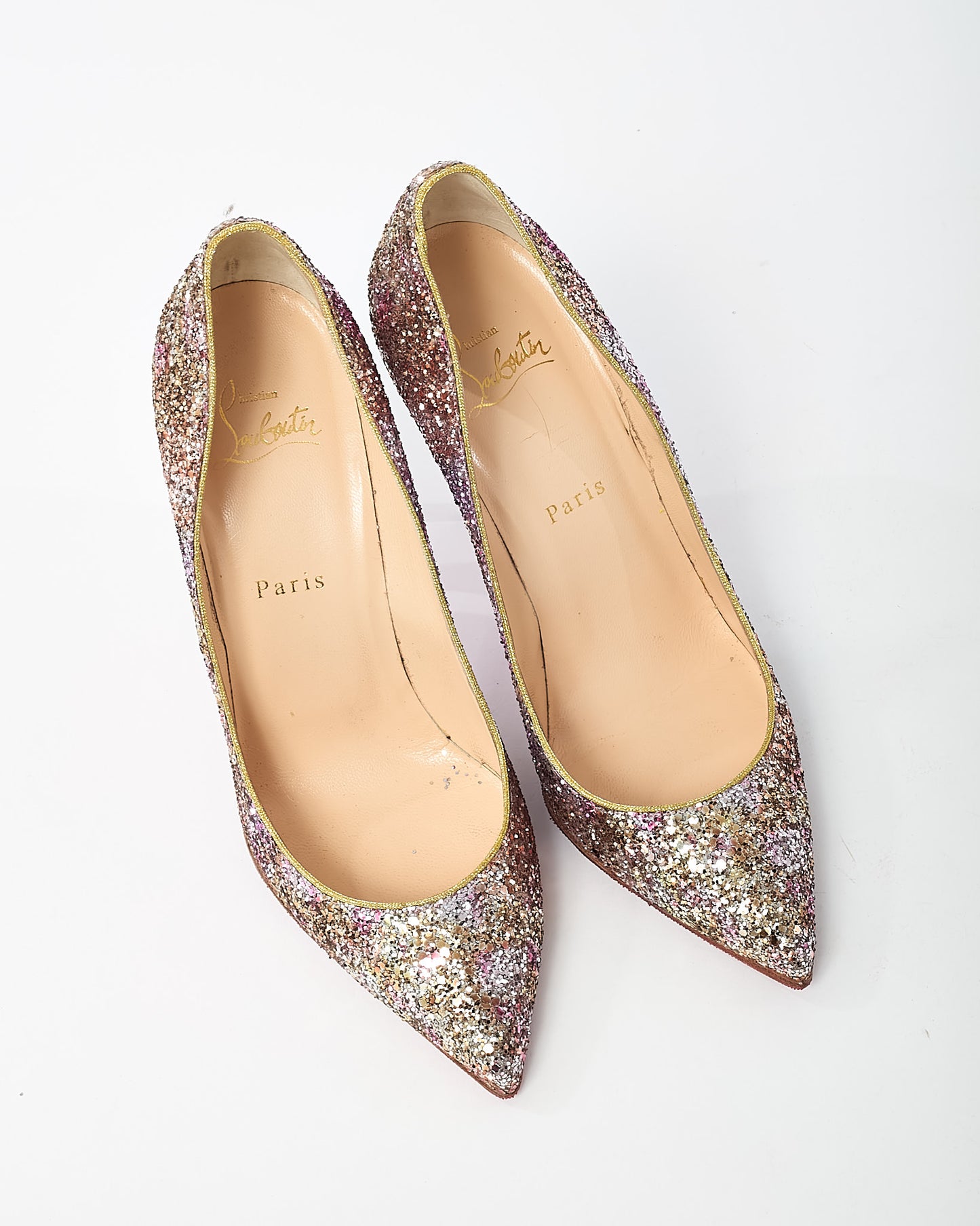 Christian Louboutin Pink and Multi Glitter So Kate 100mm Pumps - 38.5