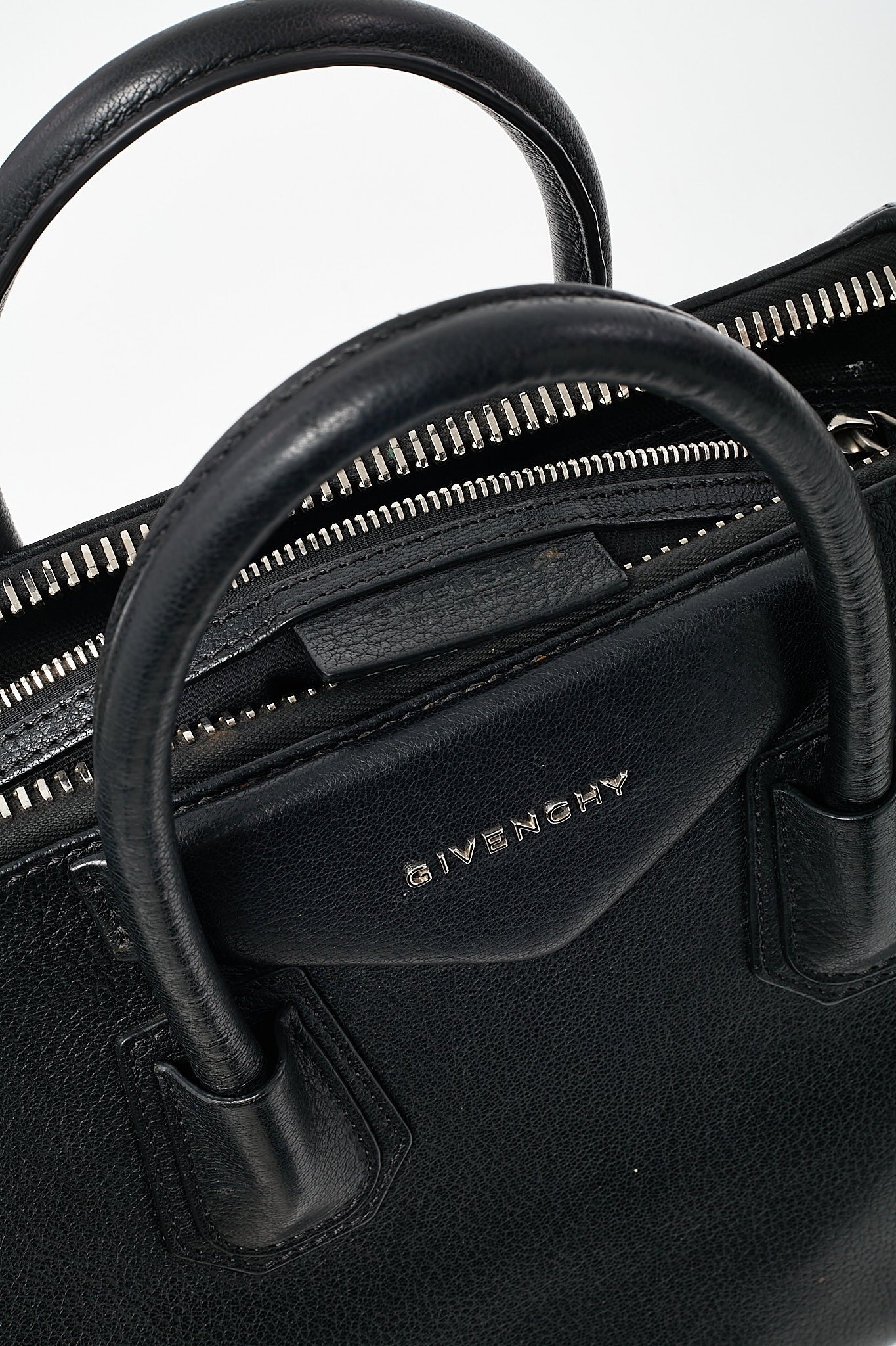 Givenchy Black Grained Leather Medium Antigona Bag