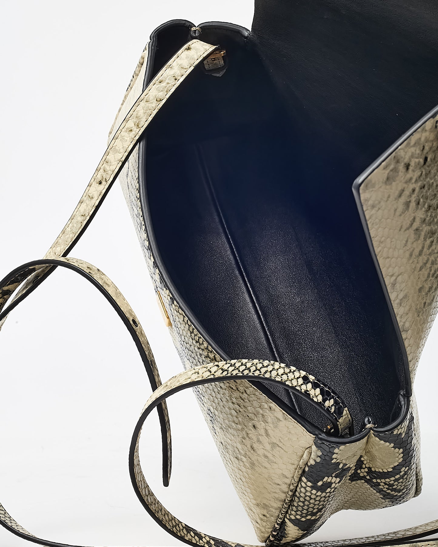 Khaite Cream Natural Python-Embossed Leather Audrey Flap Crossbody Bag