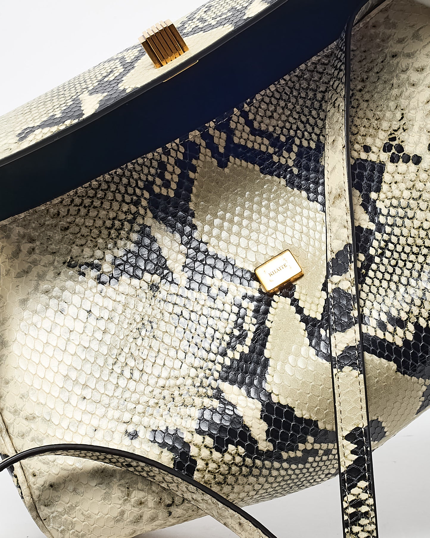Khaite Cream Natural Python-Embossed Leather Audrey Flap Crossbody Bag