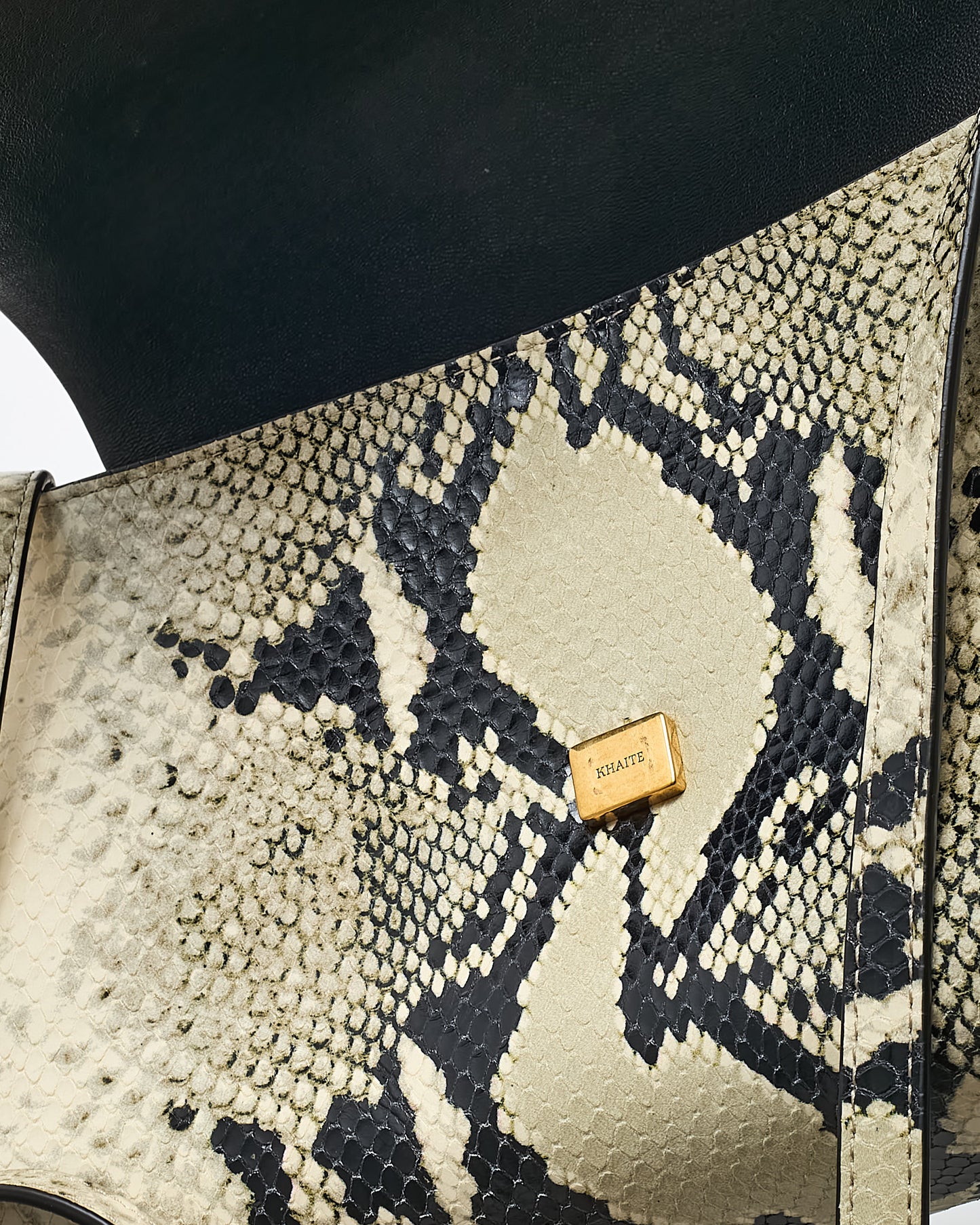 Khaite Cream Natural Python-Embossed Leather Audrey Flap Crossbody Bag