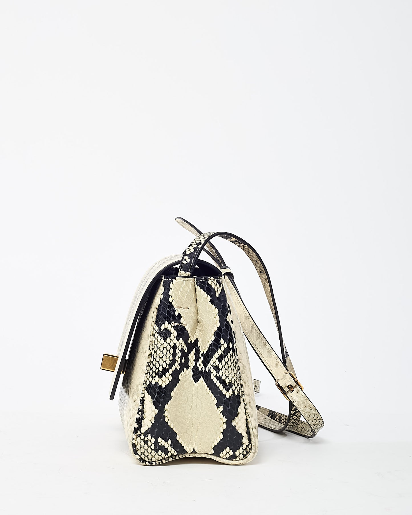 Khaite Cream Natural Python-Embossed Leather Audrey Flap Crossbody Bag