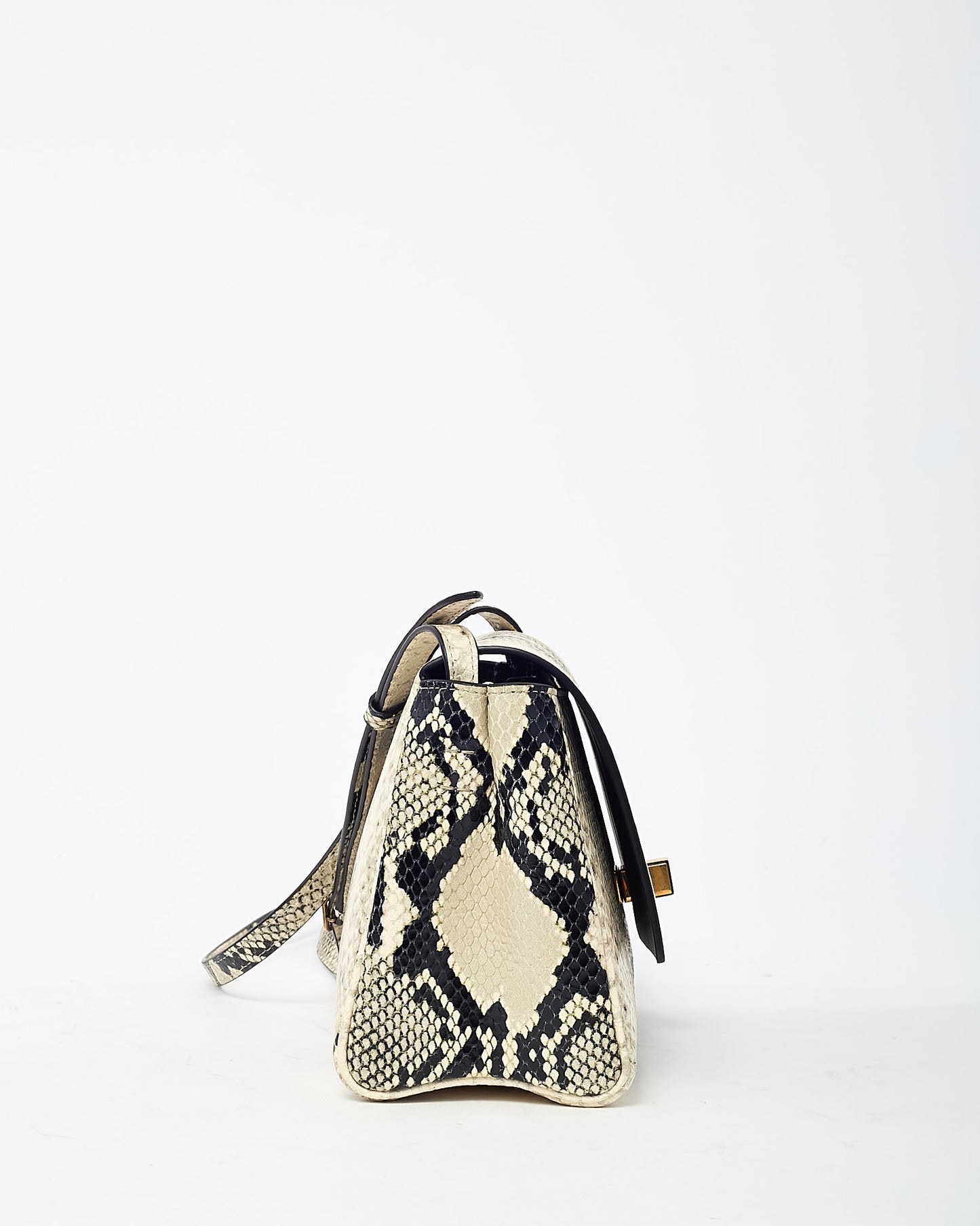 Khaite Cream Natural Python-Embossed Leather Audrey Flap Crossbody Bag