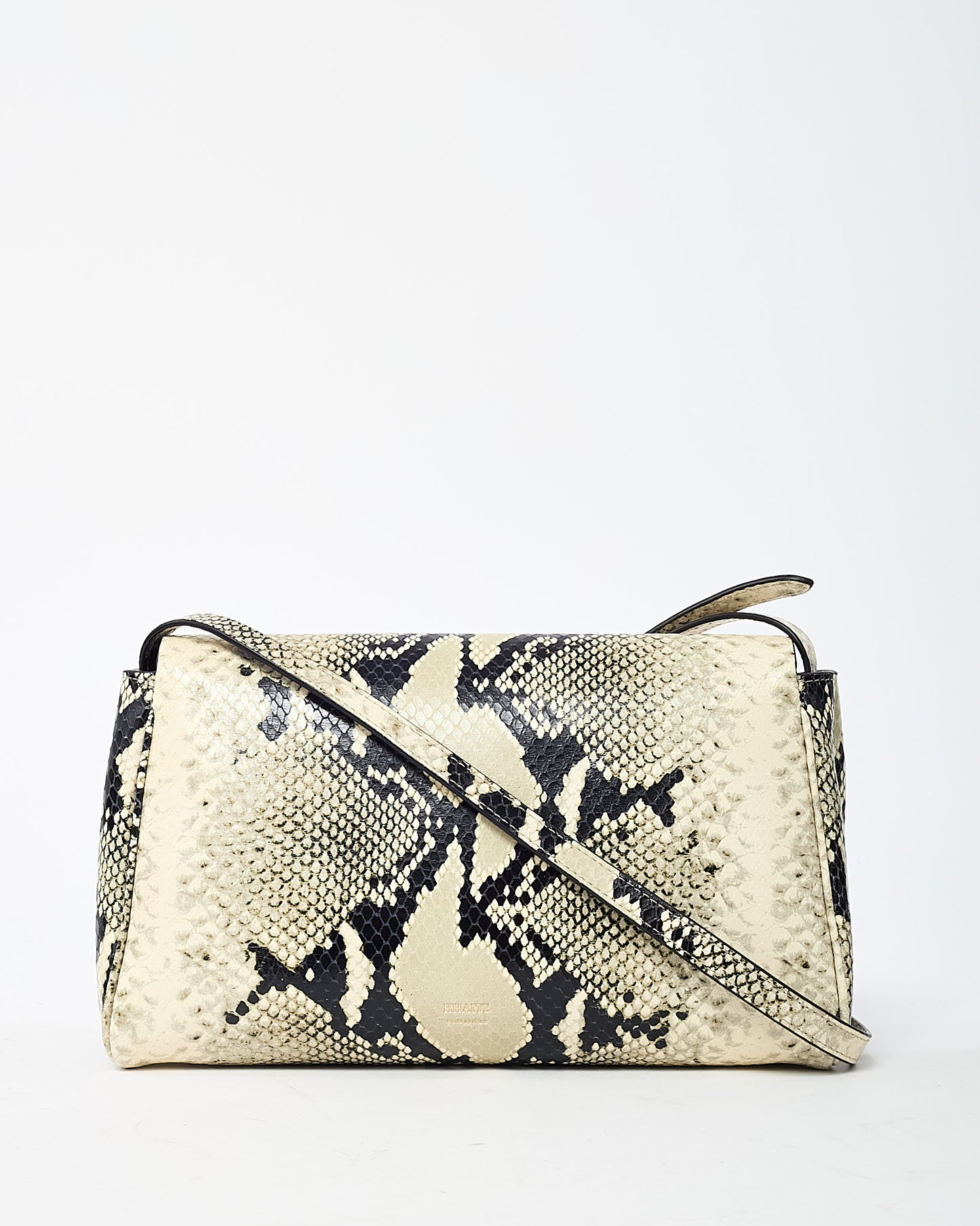 Khaite Cream Natural Python-Embossed Leather Audrey Flap Crossbody Bag