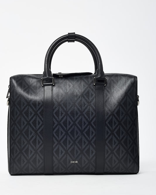 Dior Black CD Diamond Coated Canvas and Leather Lingot Briefcase with Strap