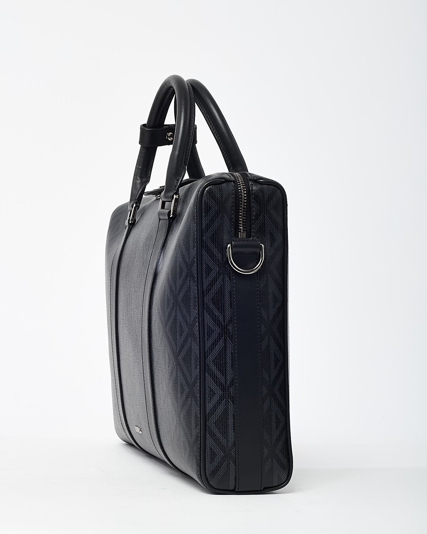 Dior Black CD Diamond Coated Canvas and Leather Lingot Briefcase with Strap