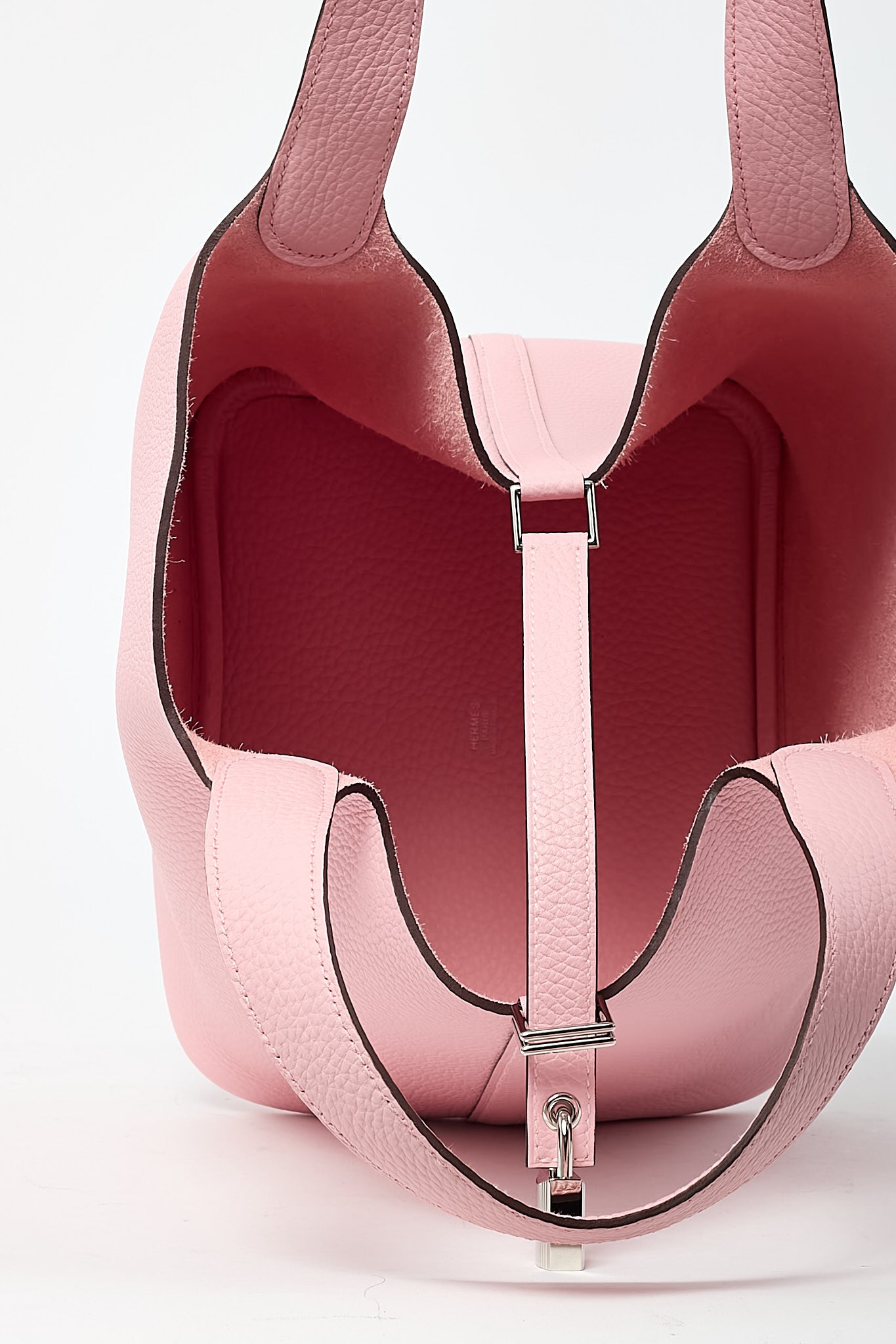 Hermès Pink Rose Sakura Clemence Leather Picotin 22 PHW