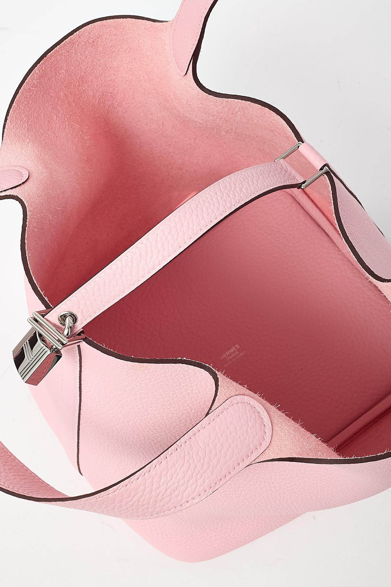 Hermès Pink Rose Sakura Clemence Leather Picotin 22 PHW