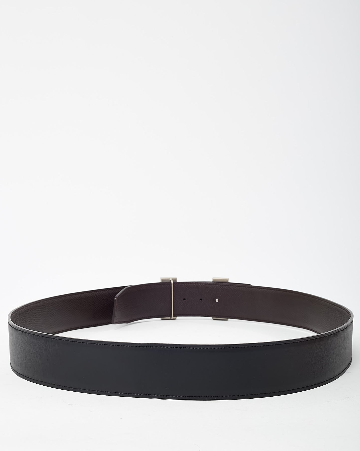 Hermès Men's Brown Togo and Black Box Leather Reversible 38mm SHW Constance H Belt - 115