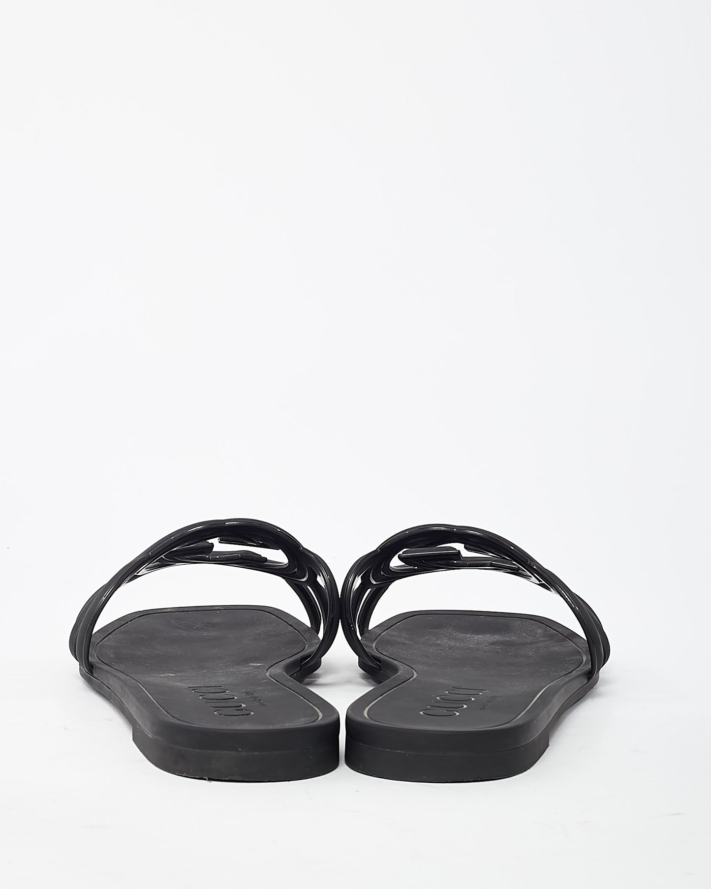 Gucci Black Rubber Interlocking G Slide Sandals - 41