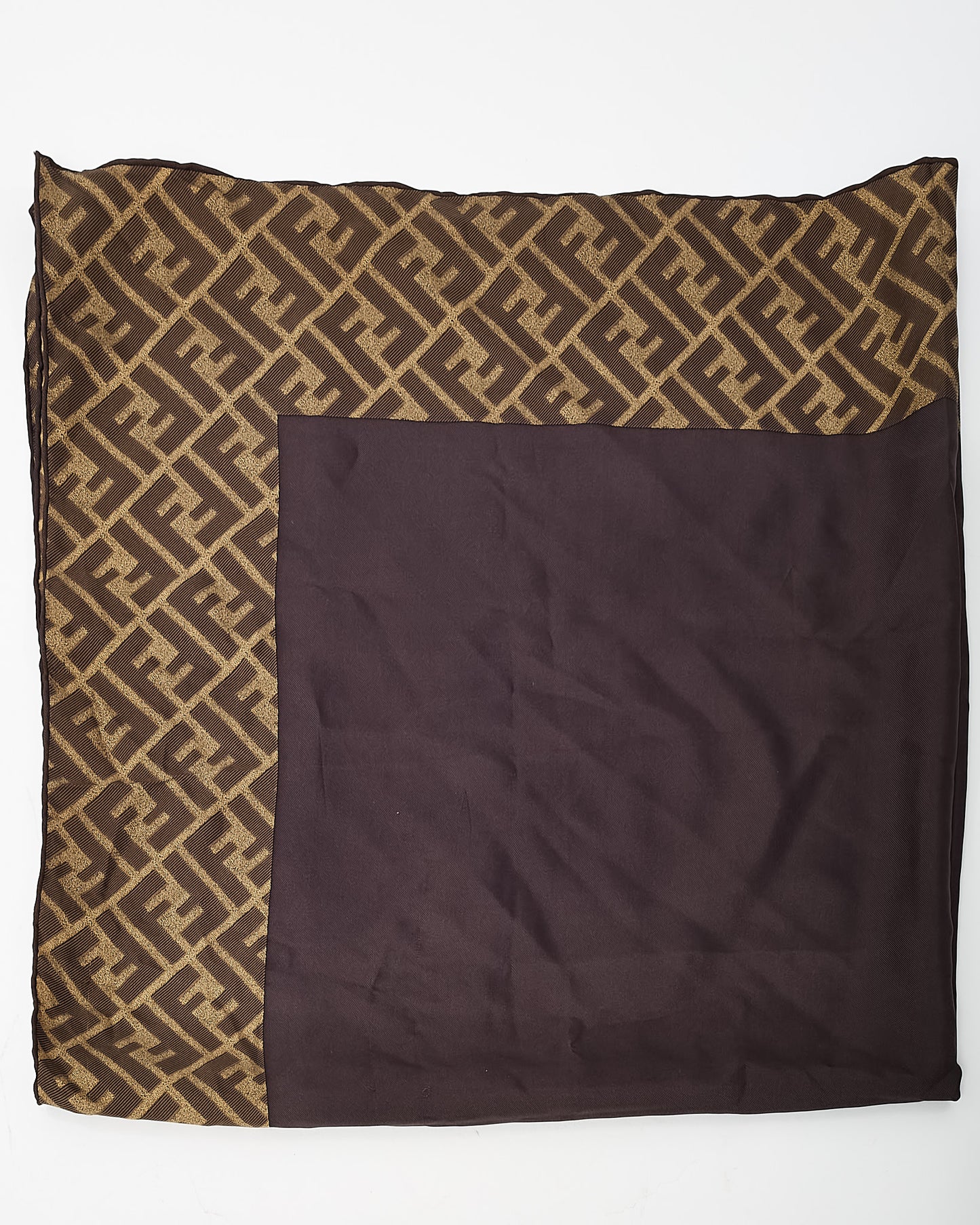 Fendi Brown FF Zucca Print Silk 90cm Scarf