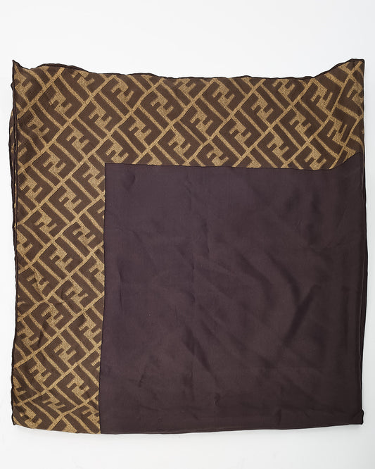 Fendi Brown FF Zucca Print Silk 90cm Scarf