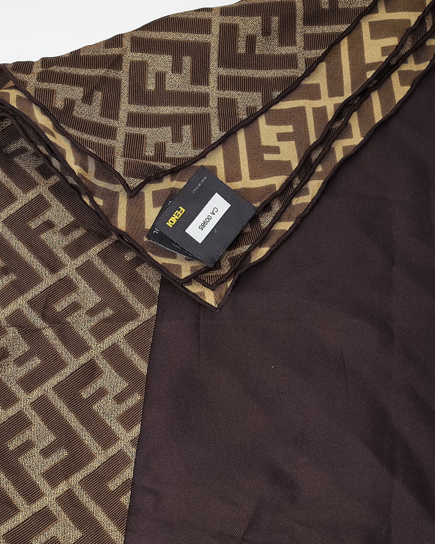 Fendi Brown FF Zucca Print Silk 90cm Scarf