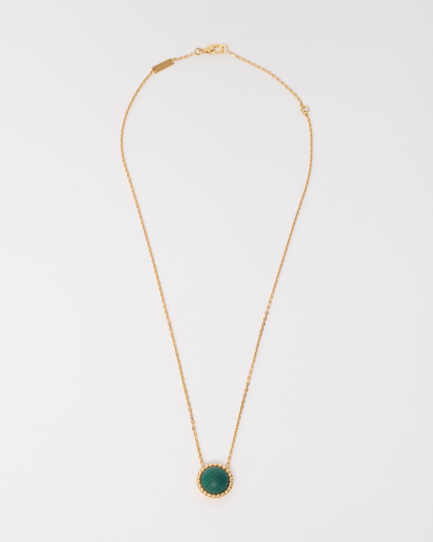 Van Cleef & Arpels 18K Yellow Gold and Green Malachite Perlée Couleurs Pendant Necklace